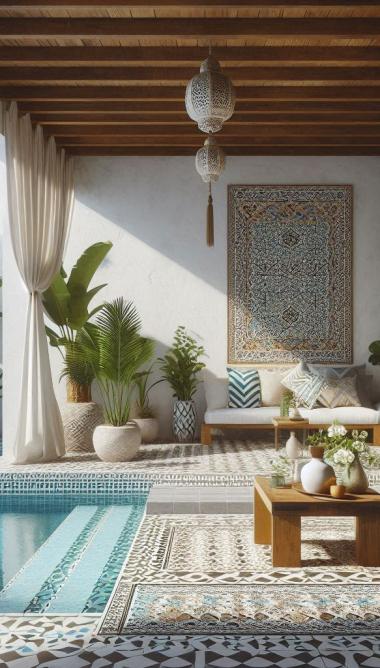 pool house tropical aux inspirations mediteranéenne